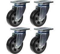 152mm 6" castor black rubber swivel strong 1320kg capacity, set of 4