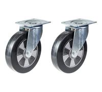 152mm 6" castor black rubber swivel strong 660kg capacity, set of 2