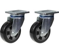 152mm 6" castor black rubber swivel strong 660kg capacity, set of 2
