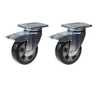 152mm 6" castor black rubber swivel with brake strong 660kg capacity, set of 2