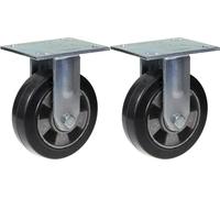 152mm 6" roulette caoutchouc noir fixe forte capacité 660kg, jeu de 2