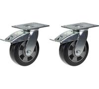 152mm 6" roulettes pivotantes en caoutchouc noir avec frein, capacité de charge de 660kg, jeu de 2