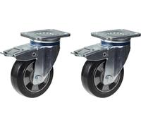 152mm 6" roulettes pivotantes en caoutchouc noir avec frein, capacité de charge de 660kg, jeu de 2