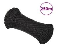 153004 vidaXL Corde de travail Noir 6 mm 250 m polypropylène