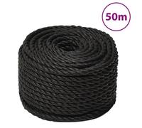 vidaXL Corde de travail Noir 10 mm 50 m Polypropylène