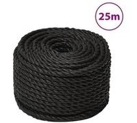 vidaXL Corde de travail torsadée d'amarrage Polypropylène 14 mm 25 m Noir