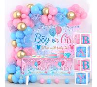154Pcs Gender Reveal Party Decoration - Le Kit Comprend Arche De Ballon Rose Et Bleu, 4 Boîte Transparente Et Gender Reveal Nappe, Baby Shower Decoration Pour Welcome Baby, Décoration Mariage