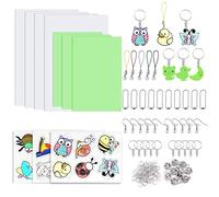155 Feuilles De Plastique Fou Comprenant 3 Pièces De Papier Fou Et 3 Pièces De Papier Plastique Dingue Avec Des Graphiques, 4 Pièces De Plastic Foutransparent, 145 Pièces d'Accessoires Porte Clé