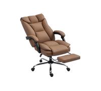 155° Reclining Faux Leather Swivel Office Chair - Brown