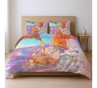 155 x 220 cm 2Pièces Respirable Housse de Couette Anime Verre GlaçOns Onirique Hypoallergénique Parurede Lit pour garçons et Adolescents, Coloré