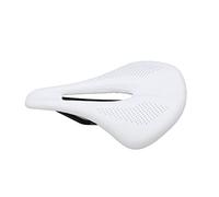 155mm Wide Carbon Fiber Leather Saddle, Hollow Road Bike Saddle with Dual Spring and Gel Foam Cushion, Ventilated Center Channel for Mountain and Road Bikes, 3K Carbon Fram (Blanche)