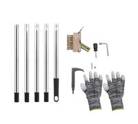 156 cm Brosse à Mauvaises Herbes, 2 en 1 Amovible Balai Métallique en Acier avec Manche Jardin pour Le Nettoyage des Joints, Outil pour Éliminer Les Mauvaises Herbes, Mousse, Algues et Les Taches (B)