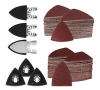 156 Pièces Plaques Abrasives Multi-outils, 3 Plateau De Ponçage Triangulaire, 3 Doigts De Ponçage, 150 Feuilles de Papier Abrasif, pour Polir les Meubles et Détartrer le Papier de Verre