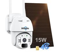 【15600mAh Batterie】Hiseeu 3G/4G LTE Caméra Surveillance Solaire sans Fil Extérieure avec Carte SIM, 15W Panneau Solaire, 2K 360° Caméra Extérieure sans Fil Vision Nocturne Couleur Détection PIR, IP66