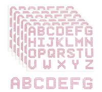 156pcs Lettres en Strass, 6 Feuilles Autocollants Autocollants Lettres Paillettes Autocollant de Diamant de Lettres Autocollants de Lettres Scintillantes pour Bricolage, Vêtements (Rose)