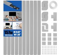 157 inch Wall Mounted Cable Cover Paint Cord Cover Cable Cover for Cord Cable Cover Cable Cover Cable Cover for TV on Wall 10"" L x 15.6"" W x 1.5"" H-Grey