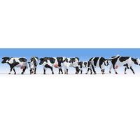 Noch H0 15725 – Vaches peintes debout noir-blanc – Paquet 6 vaches + 1 veau – Échelle 1:87