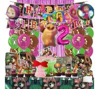 157pcs Michka Decoration Anniversaire Set, Michka Décoration Fête, Kit Ballon, Cake-Topper, Convient Pour Les Anniversaires, Les Fêtes, Les Rassemblements