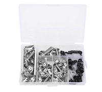 158 Pièces Kit de Boulons de Carénage, Vis Carenage Moto, Kit de Boulons de Carénage Universel pour Moto Vis Fixations Kits de Montage de Carrosserie Rondelles Écrous Vis Clips Assortiment (Argent)