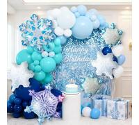 158pcs Decoration Anniversaire Reine des Neiges Bleu Blanc Frozen Ballons Guirlande Arche Kit Flocon de Neige Ballon Aluminium Princesse Elsa Fête Fille