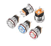 15A High Current Self-locking Metal Button Switch Reset Power Start Switch with Light Small Button 22mm 2NO NWPNLXEA(15A Symbol-08,9-24V)