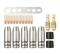 15AK Kit de 20 embouts de buse de soudage MIG/MAG et tige de connexion - Buses à gaz métalliques, pinces et lentilles pour équipement de soudage industriel