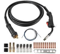 15AK MIG Chalumeau de Soudage avec Ensemble de Tuyaux de Gaz de Protection de 23 Pièces, Prise Européenne, col Flexible, fil Spiralé, Compatible avec MIG/MAG NBC250/280 et CO₂ Machines de Soudage