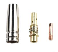 15AK MIG Lot de 3 buses de torche pour équipement de soudage de style Binzel avec embouts conducteurs, porte-embout et buse, options d'ouverture intérieure : (0,8 mm)