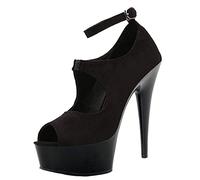 15CM/5.91IN Femmes Sexy Couleur Unie Talons Aiguilles à Bout Ouvert Plate-Forme Boucle à lanières Talons Hauts Sandales Escarpins pôle Danseur décapant Sandales de fête,Noir,44 EU