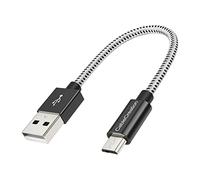 15cm Câble Micro USB, CableCreation Câble Court Tressé USB A Mâle vers Micro B Mâle, Charge Rapide, Compatible avec Batterie Externe, Smartphone d’Android, Kindles, Drone etc, 0.5pied, Noir et Blanc