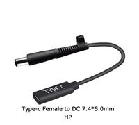 15cm Orange USB 3.1 Type C USB-C femelle à cc 7.4x5.0mm avec broche Jack adaptateur de Charge d'alimentation connecteur câble 15cm pour HP DELL ordinateurs portables chargeur