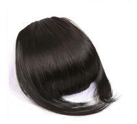 15cm Synthetic Clip in Hair Bangs Extension French Bang Hairpiece Clip in Thick Natural Full Front Neat Bangs with Temple for Women Girls Hair Extensions for Daily Wear(Black)