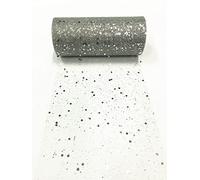 15cm x 22,8m Glitzer Tüll Stoffrolle Hexagon Pailletten Mesh Stoff Spule TuTu Rock Bady Dusche Hochzeitsfeier Geburtstag Dekoration (argenté)