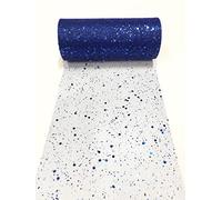 15cm x 22,8m Glitzer Tüll Stoffrolle Hexagon Pailletten Mesh Stoff Spule TuTu Rock Bady Dusche Hochzeitsfeier Geburtstag Dekoration (Bleu Royal)