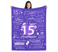 15e Anniversaire Couvertures Plaids pour filles Cadeaux d'anniversaire pour les filles de 15 Ans Fille Sœur Petite-fille Nièce Cousine Meilleure Amie Filles Idées de cadeaux d'anniversaire (15-elle)