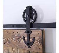 15FT/457cm Systeme Coulissant Porte Suspendue Porte Simple Forme D'ancre-Big Wheel Barn Door Hardware Kit Anchor Shape