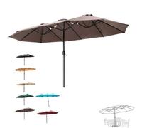 15ft Double-Sided Patio Umbrella with Crank - Oversized Rectangular Outdoor Shade for Deck & Garden UV Protection Canopy Off-White 455x265cm Perfect for Sunshade & Relaxation