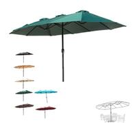 15ft Double-Sided Patio Umbrella with Crank - Oversized Rectangular Outdoor Shade for Deck & Garden UV Protection Canopy Off-White 455x265cm Perfect for Sunshade & Relaxation