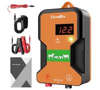 15KM Cloture Electrique pour Animaux,Puissante 2J Electrificateur Clôture électrique pour ferme jardin pâturage,12000V Electrificateur pour ÉLevage D'Animaux Cheval Vache Moutons (Orange)