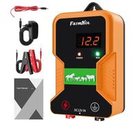 15KM Cloture Electrique pour Animaux,Puissante 2J Electrificateur Clôture électrique pour ferme jardin pâturage,12000V Electrificateur pour ÉLevage D'Animaux Cheval Vache Moutons (Orange)