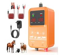 15KM Clôture Électrique pour Animaux, Tension Réglable 7-13KV Puissante 2J electrificateur Clôture Électrique avec Écran LCD, Haute Puissance Étanche Clôture Électrique pour Ferme Jardin (orange)