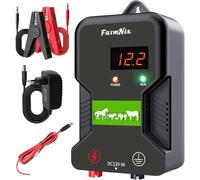 15KM Clôture Électrique pour Bétail Animaux, Électrificateur de Clôture Électrique, Haute Puissance 12V 2.0J 10 Miles, Protection pour Chevaux Bovins Moutons Volaille Jardin Pâturages(Gris Noir)
