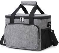 15L (24 Canette) Sac Isotherme Lunch, Cooler Bag Sac de Repas pour Déjeuner/Travail/Ecole/Plage/Pique-Nique (Gris)