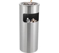 15L Poubelle d'extérieur avec cendrier,Cendrier sur pied en acier inoxydable,avec seau intérieur&cendrier,pour l'extérieur,immeuble de bureaux (argent)
