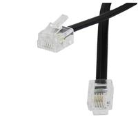 15M Câble Plat Pour Téléphone Et Internet Haut Débit, 15 M Fil Pour Modem Vers Prise Rj11 Ou Microfiltre, Filtre Adsl 2+/Fibre Optique 6/4 Pour Connexion Internet Rapide (Noir, 15 Mètres)