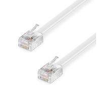 15M Câble Téléphonique Rj11 Câble Modulaire 6P4C Câble Western Rj11-Rj11 Prise Câble Plat Prise Téléphonique Modem Routeur Fax Isdn Dsl Vdsl Internet Blanc