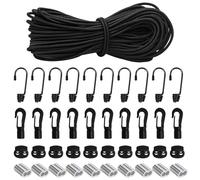 15m Corde Elastique 5mm, Résistant à l'usure, Haute Elasticité, Sandow pour Bache, Adapté aux Vêtements, Bagages, Accessoires de Camping, Accessoires D'équipement de Sport (Noir)