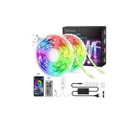 15m ruban led rgb musique, hovvida bluetooth bande led rgb 12v, contrôlé par app, ir télécommande et contrôleur, 16 millions de couleurs, 28 modes