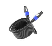 15M Speakon à Speakon Câble 15AWG CCA 2 Conducteurs PA Haut-Parleur Câble | Hi-Fi Câble Speakon pour DJ/PA, Amplificateur, Audio, Mâle à Mâle, Speakon Connecteur avec Twist-Lock, Gaine Ultra-résistante