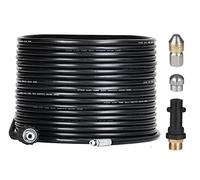 15M Tuyau Déboucheur Canalisation pour Nettoyeur Haute Pression Kärcher, avec Buse à Jet et Buse Rotatif, 180Bar Kit Furet Professional avec Adaptateurs pour Karcher K2/K3/K4/K5/K6/K7 Accessoire